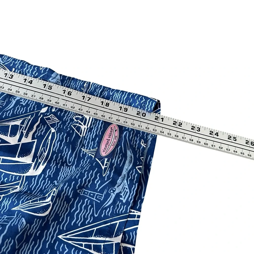 Vineyard Vines Mens 2XL Swim Trunks Navy Blue Sailboat Lighthouse Nautical Print